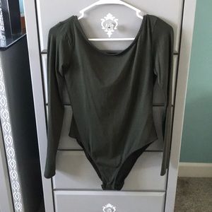 H&M Low back dark green body suit